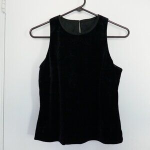 black velvet sleeveless dressy top with floral pattern size S